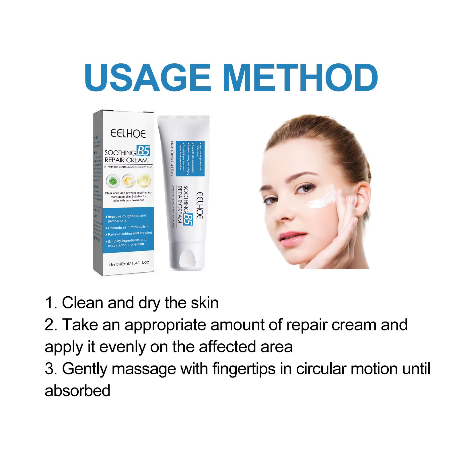 Centella Asiatica crème réparatrice pour hydratant stimule le métabolisme de la peau éclaircir