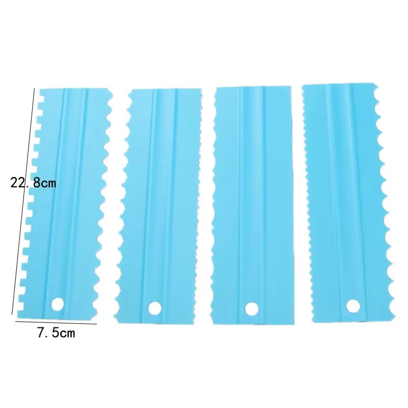 Grattoir à gâteau de Style différent, spatule à bord de dents irrégulières, Fondant, trancheur de gâteau, coupe-pâtisserie, outil de décoration, 4 pièces