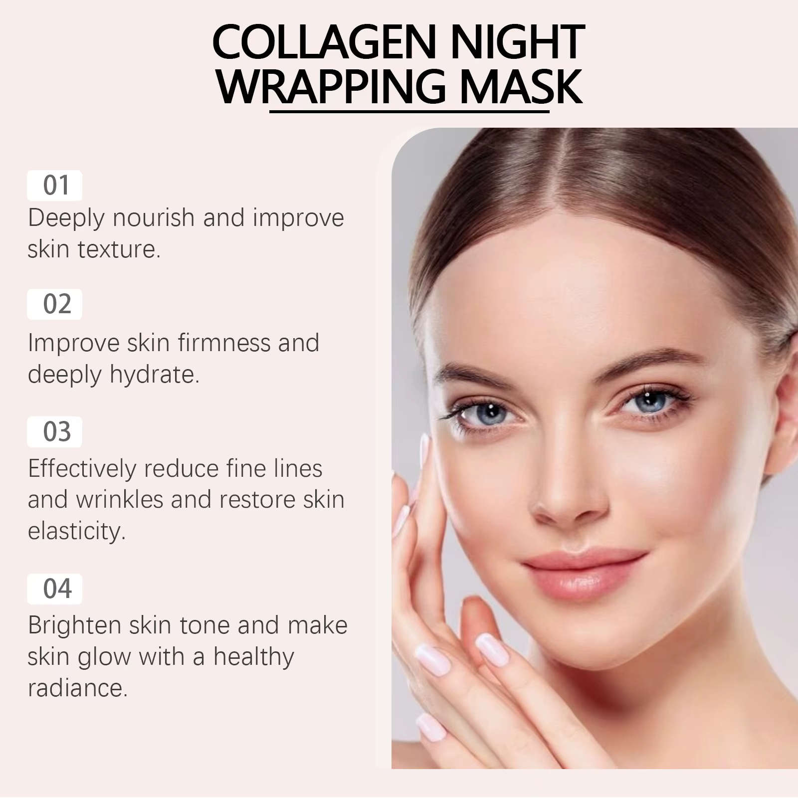 Masque Peel-Off au Collagène Nuit Hydratant Raffermissant Éclaircissant Soin Élastifiant Nettoyant