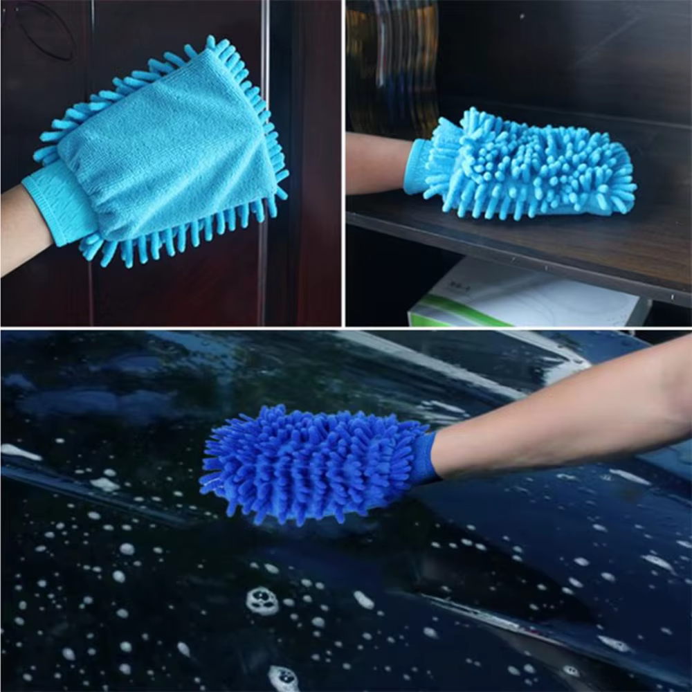 1/3/5 pièces, taille moyenne ! Gants de lavage de voiture en microfibre, éponge de nettoyage ultra-absorbante simple face pour voiture, outil de nettoyage anti-rayures en microfibre