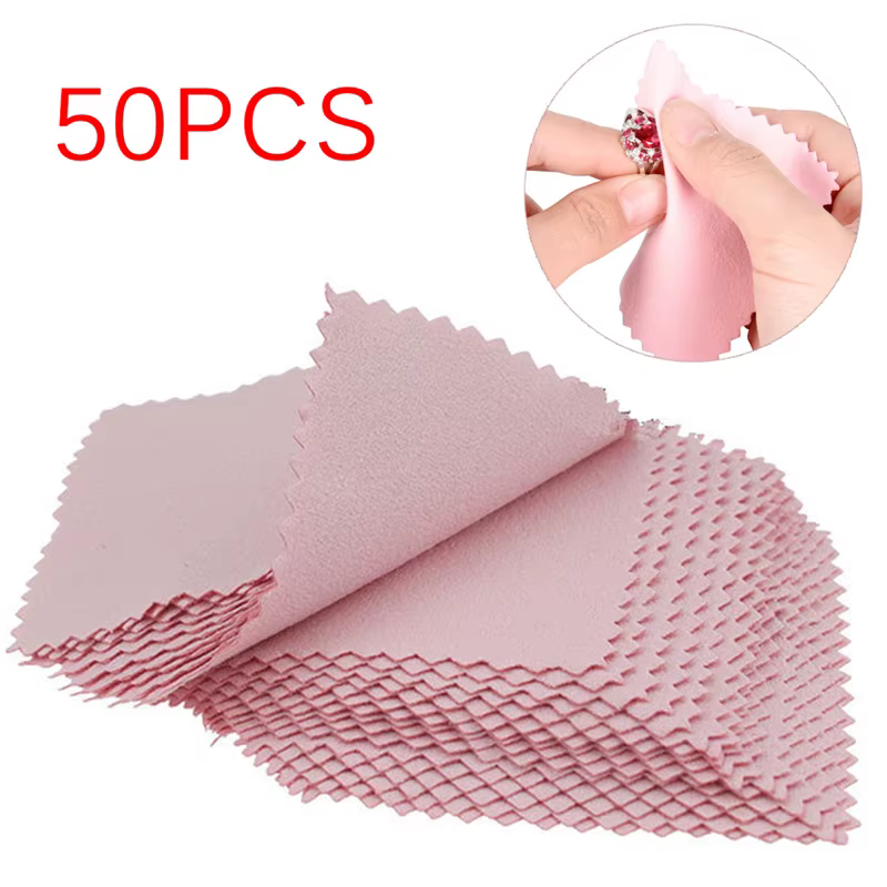 Fashion50 pièces argent polissage chiffon nettoyant bijoux chiffon de nettoyage Anti-ternissement outil offre spéciale