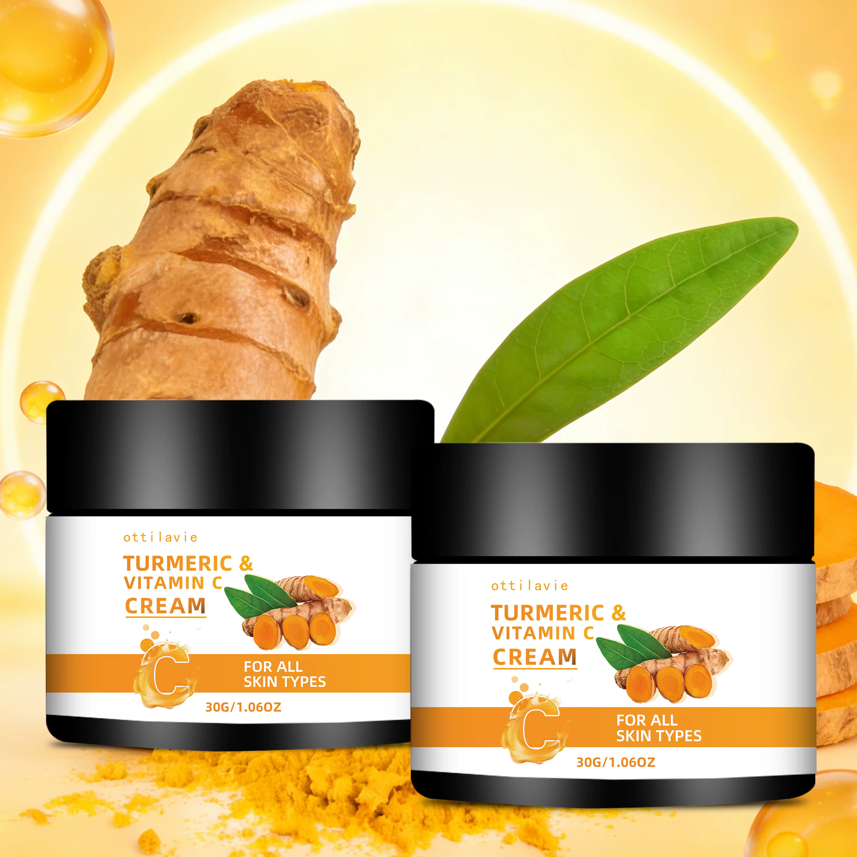 2 pièces ottilavie CRÈME DE CURCUMA ET DE VITAMINE C - Sans alcool