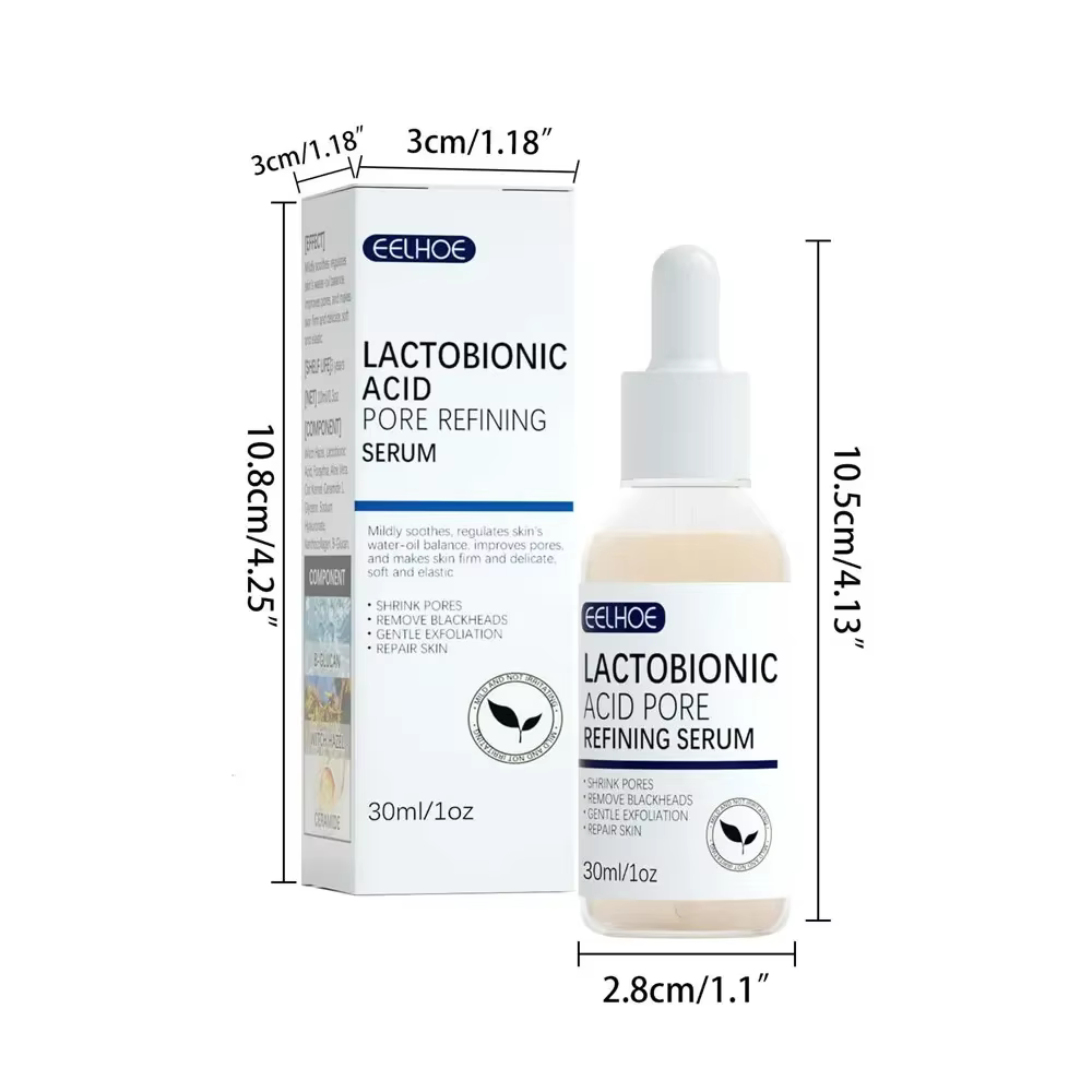 EELHOE acide lactobionique rétrécit les pores sérum pour le visage réparation de la peau points noirs propres acné soins