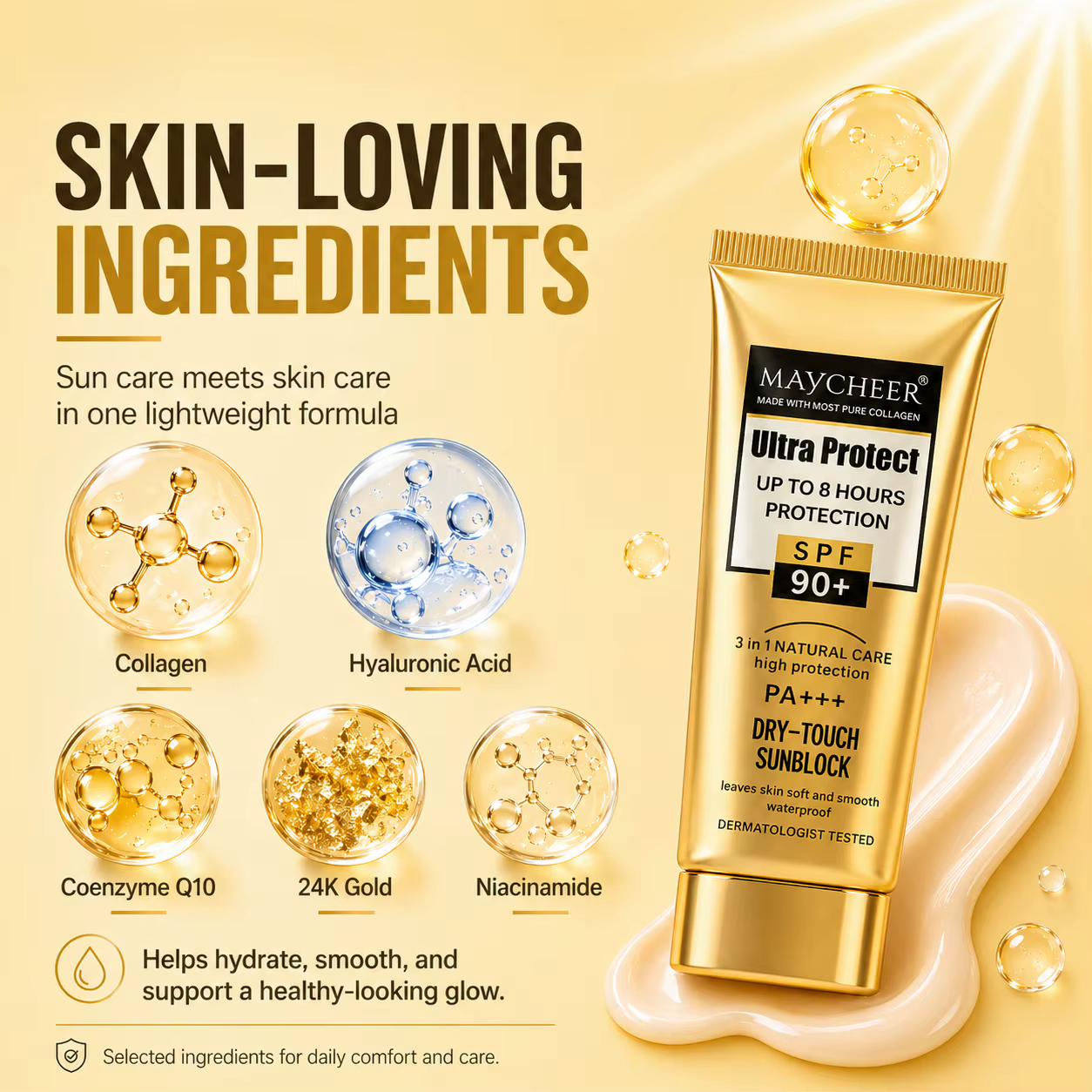 Crème solaire SPF90+, légère
