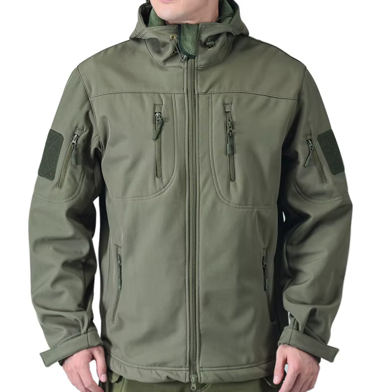 Veste à capuche coupe-vent en peau de requin pour homme, nouvelle veste tactique militaire kaki, veste softshell zippée pour homme, idéale pour l'escalade en plein air