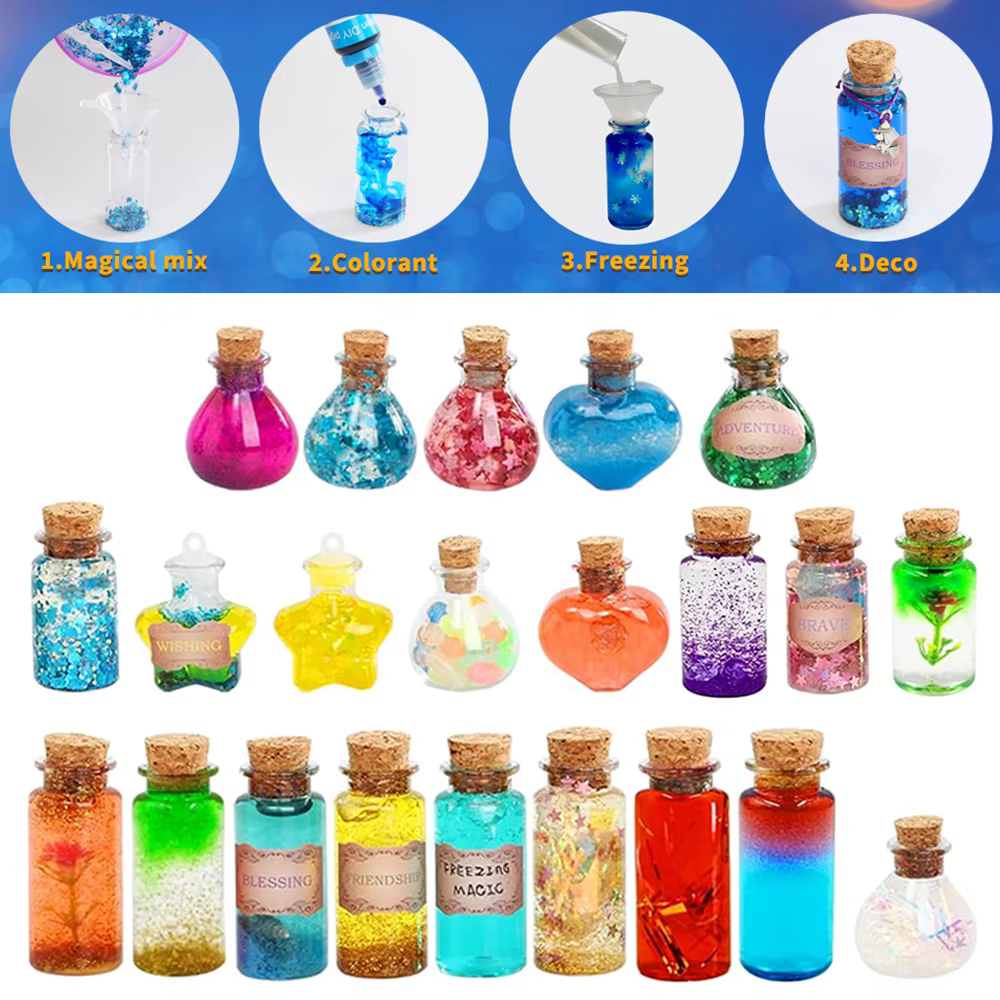 Kit de potions magiques féeriques à faire soi-même pour enfants, ensemble de fabrication de potions, bouteilles de potion féerique, jouet artisanal, ensemble scientifique, Kits magiques (24 pièces)