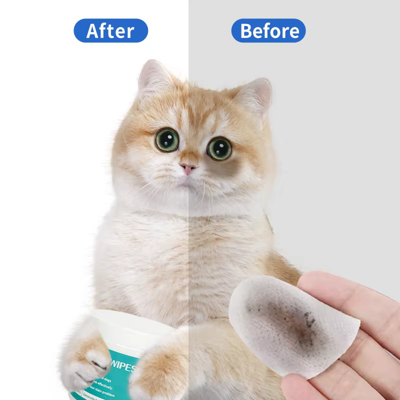 Lingettes nettoyantes pour animaux de compagnie : lingettes humides pour éliminer les marques de larmes et nettoyer les yeux des chats