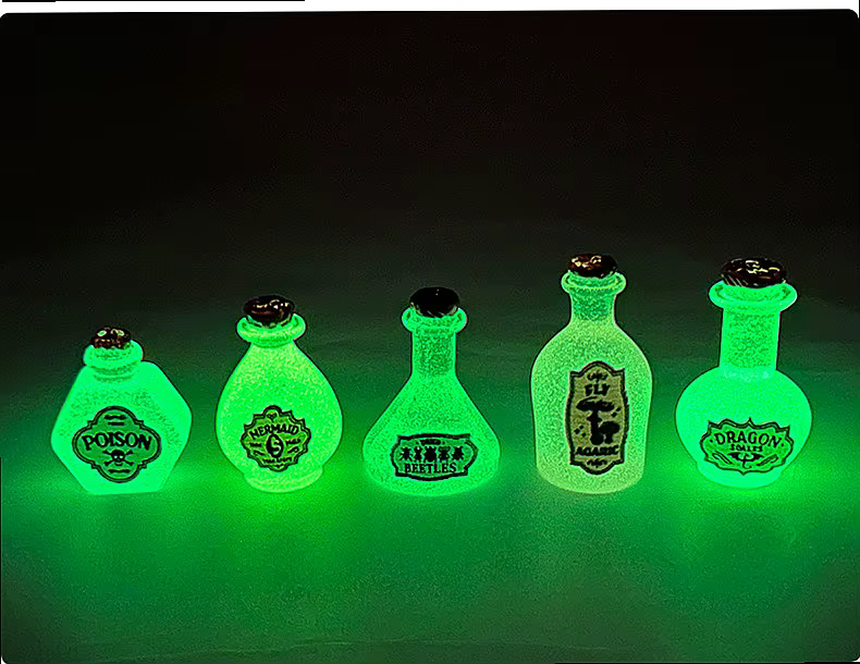 100 mini-bouteilles de potion magique lumineuses en résine, accessoires de décoration pour maison de poupée, bricolage pour porte-clés et bijoux