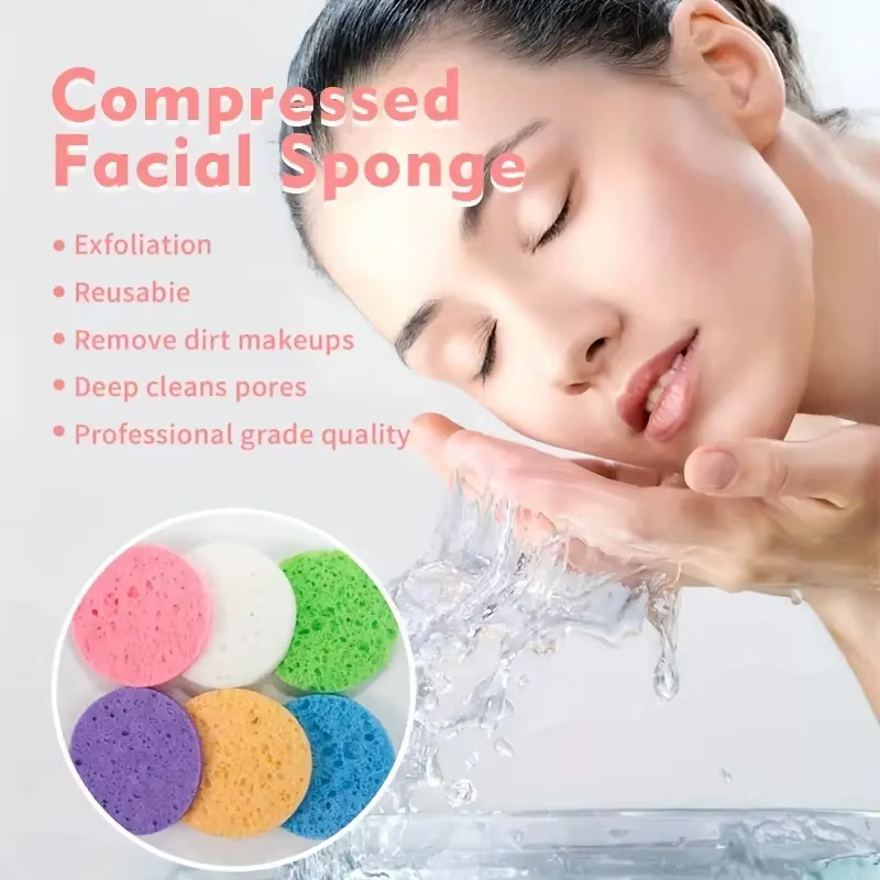 Éponge ronde blanche pour le lavage du visage