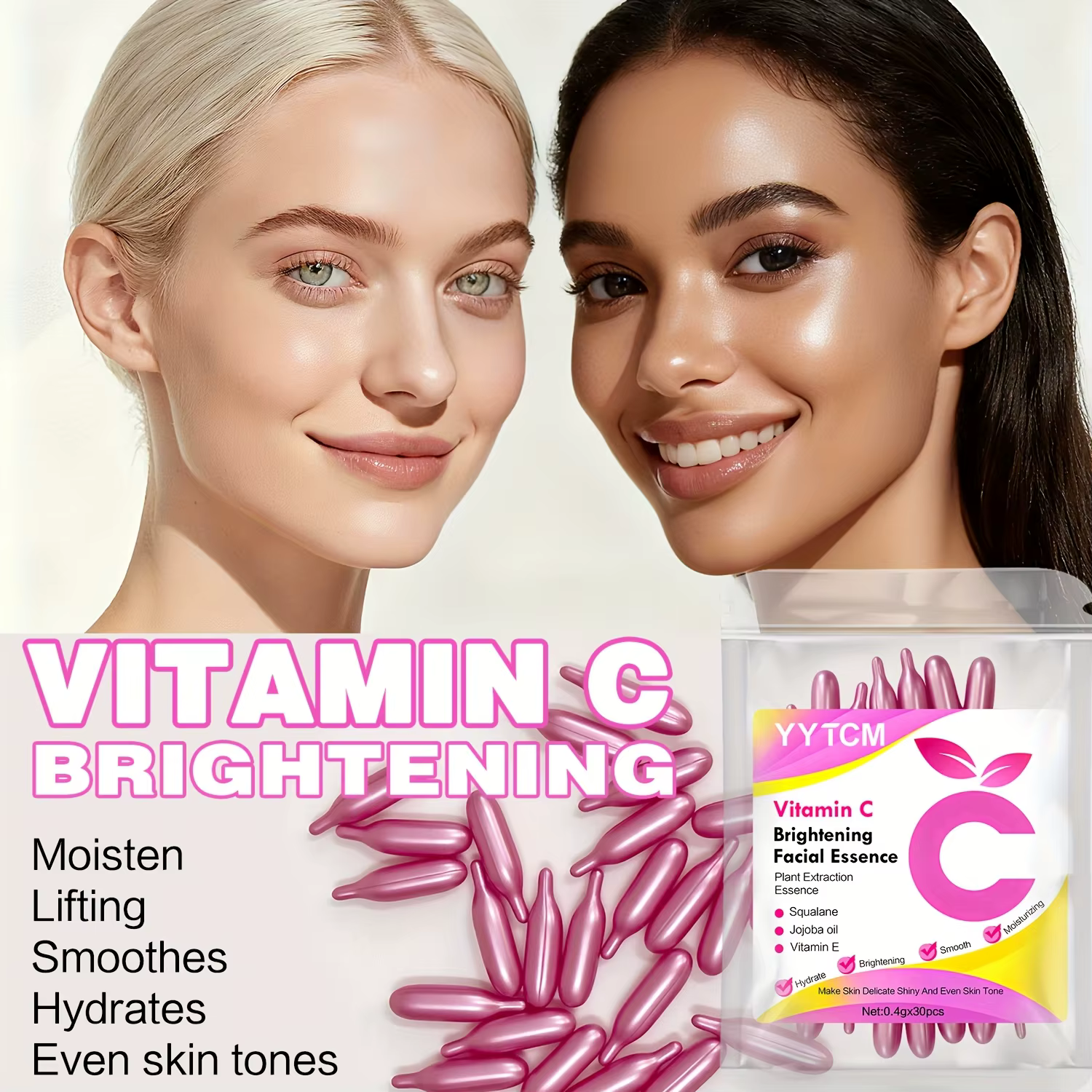 Essence en capsules éclaircissante et hydratante à la vitamine C
