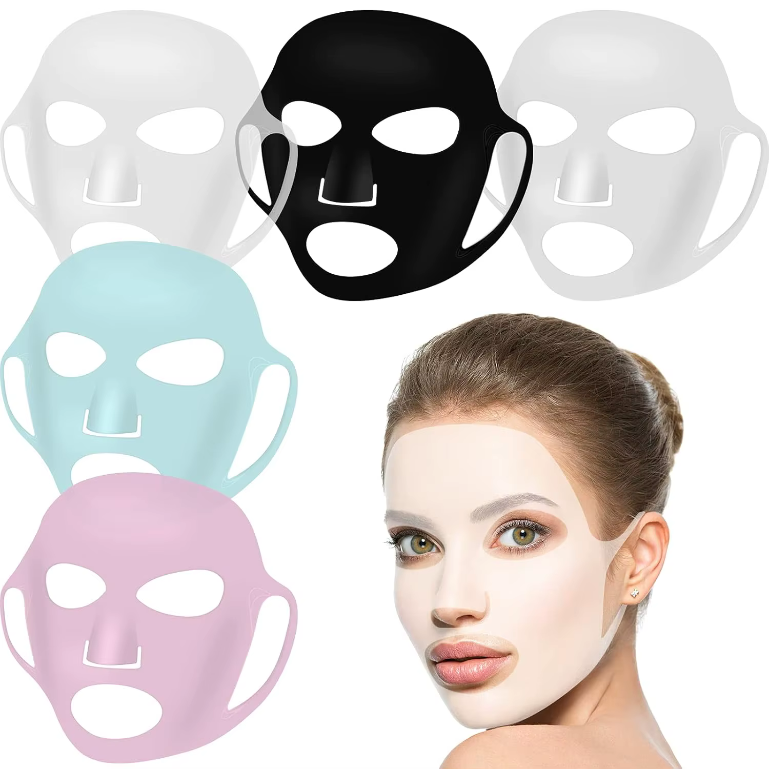 Maitys 5 pièces masque facial en silicone réutilisable pour masques en feuille
