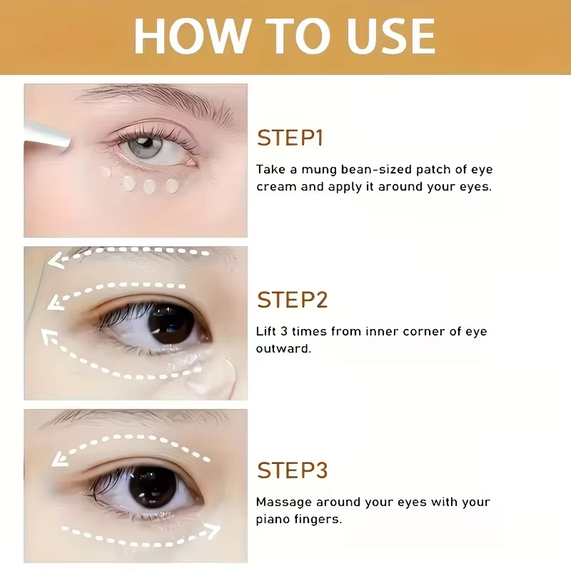 Crème pour les yeux au curcuma et à la vitamine C, contenant de la vitamine C et de la glycérine, revitalise les yeux, les rend plus jeunes et offre un soin anti-âge à la peau, réduisant significative