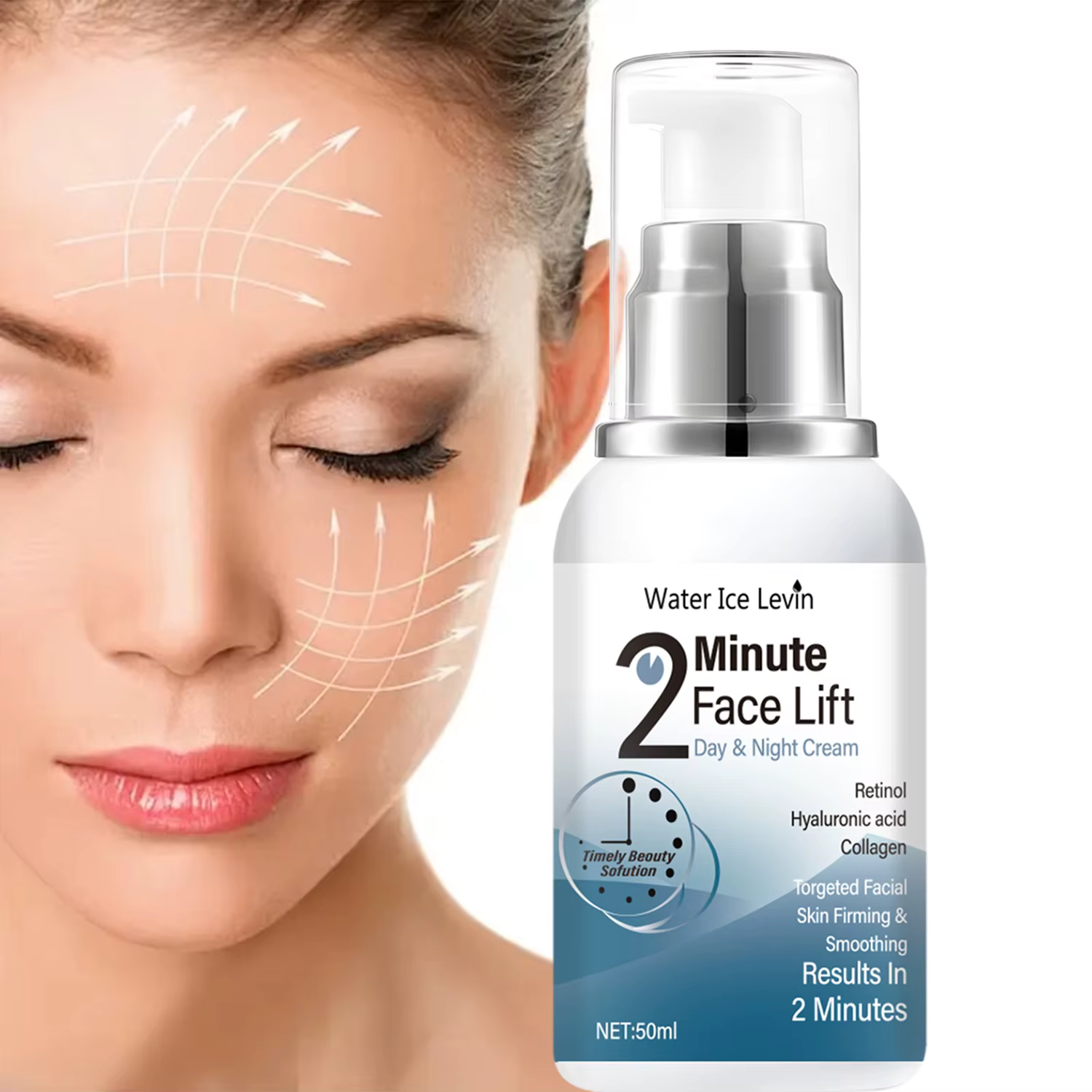 Miracle raffermissant et rajeunissant instantané - Water Ice Levin 2 Minute Face Lift Crème de jour et de nuit 50 ml