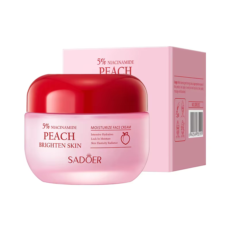Crème pour le visage éclaircissante à la pêche et à la niacinamide SADOER - Hydratation intense