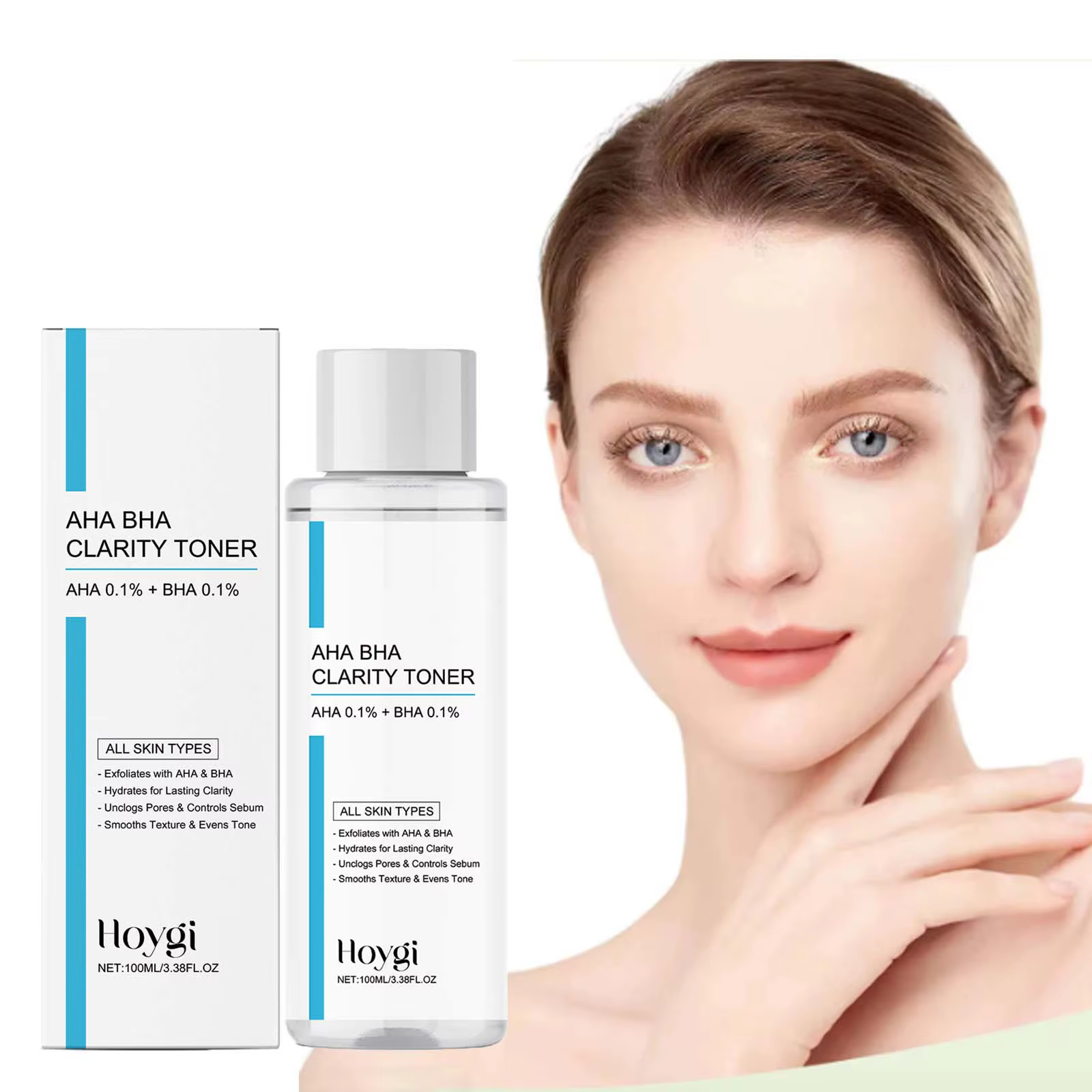 AHA BHA Toner exfoliant doux pour la peau grasse raffinage des pores apaisant hydratant Essence du visage contrôle