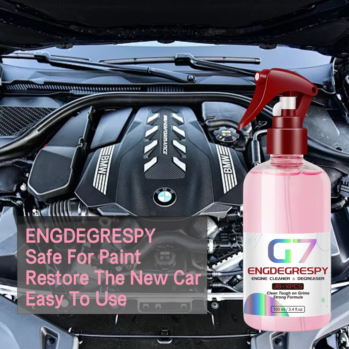 Nettoyeur de baie de moteur de voiture, produit de nettoyage de décontamination puissant pour compartiment moteur, produit de nettoyage de voiture