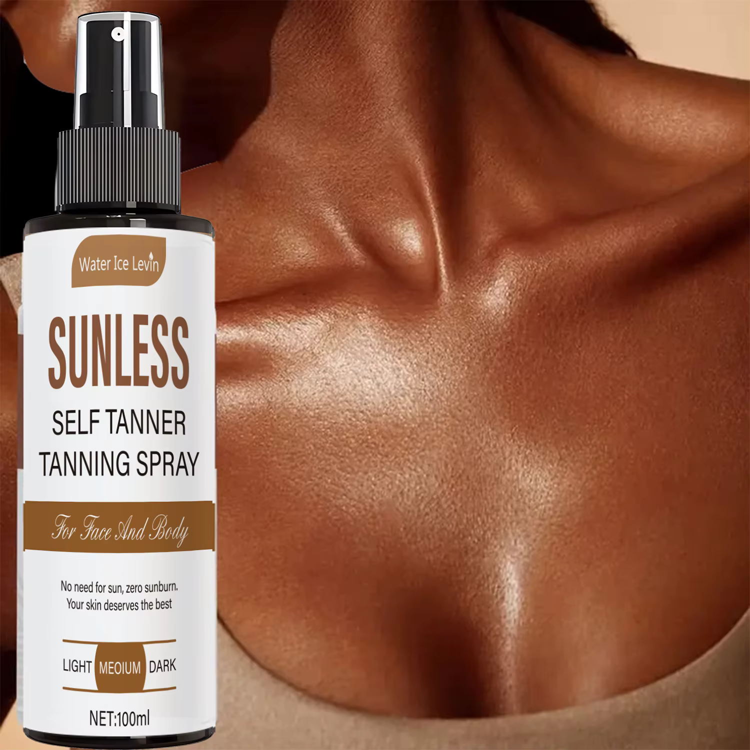 Spray bronzant pour le corps - Améliore le teint bronzé