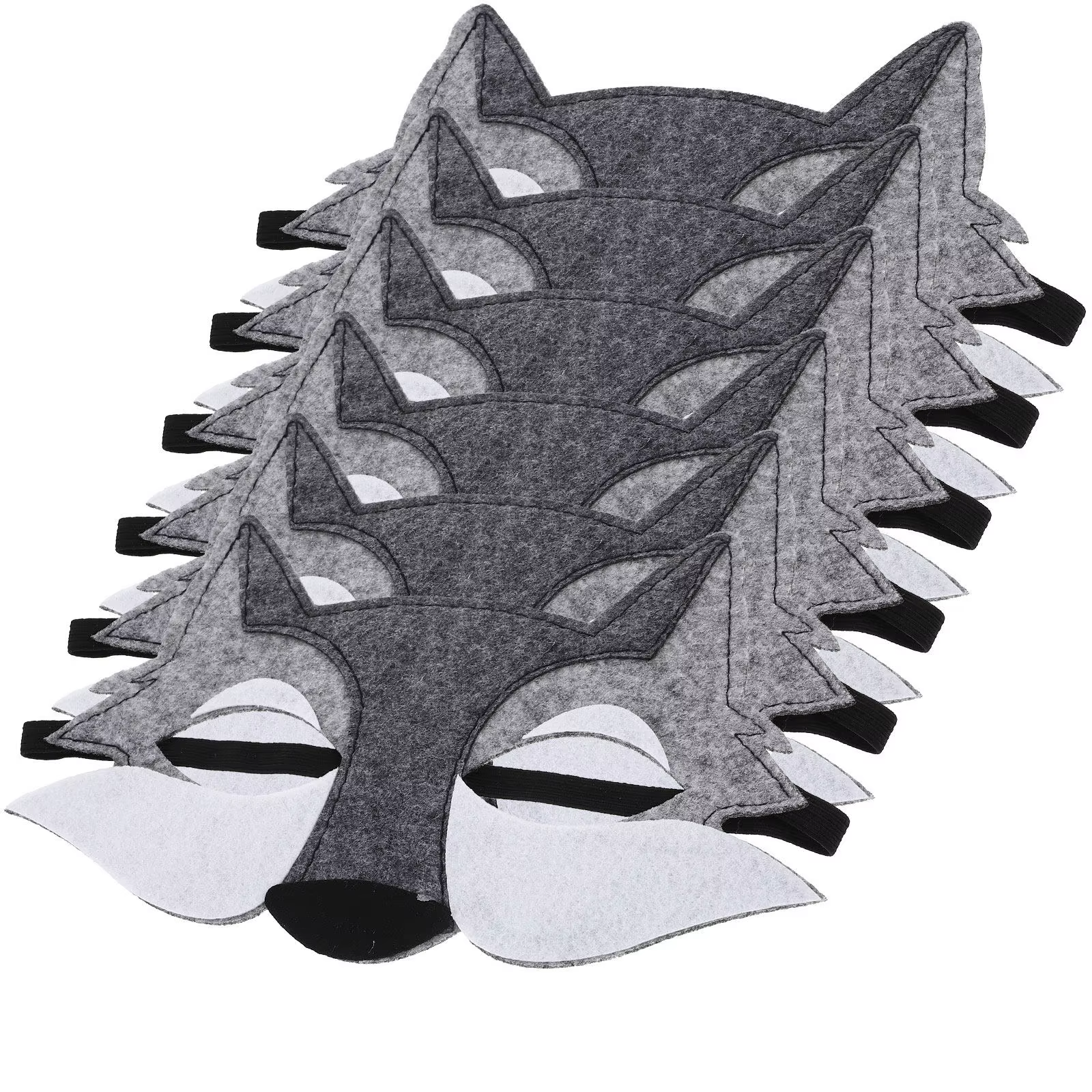 Masque de loup 6 pièces pour Halloween, cosplay, fête à thème animal, performance scénique, masque de costume demi-visage, accessoire de décoration festive pour adultes