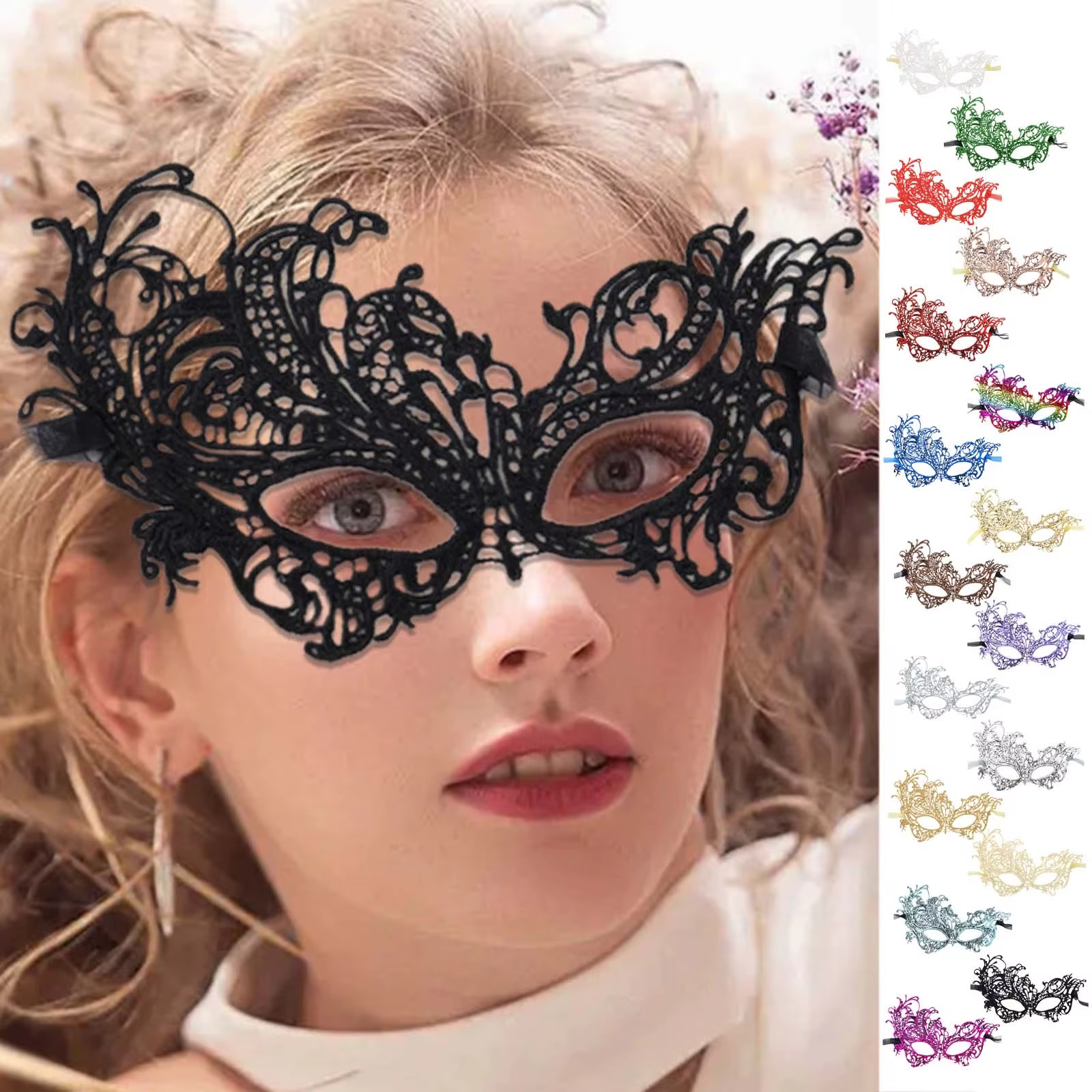 Masque pour les yeux en dentelle noire