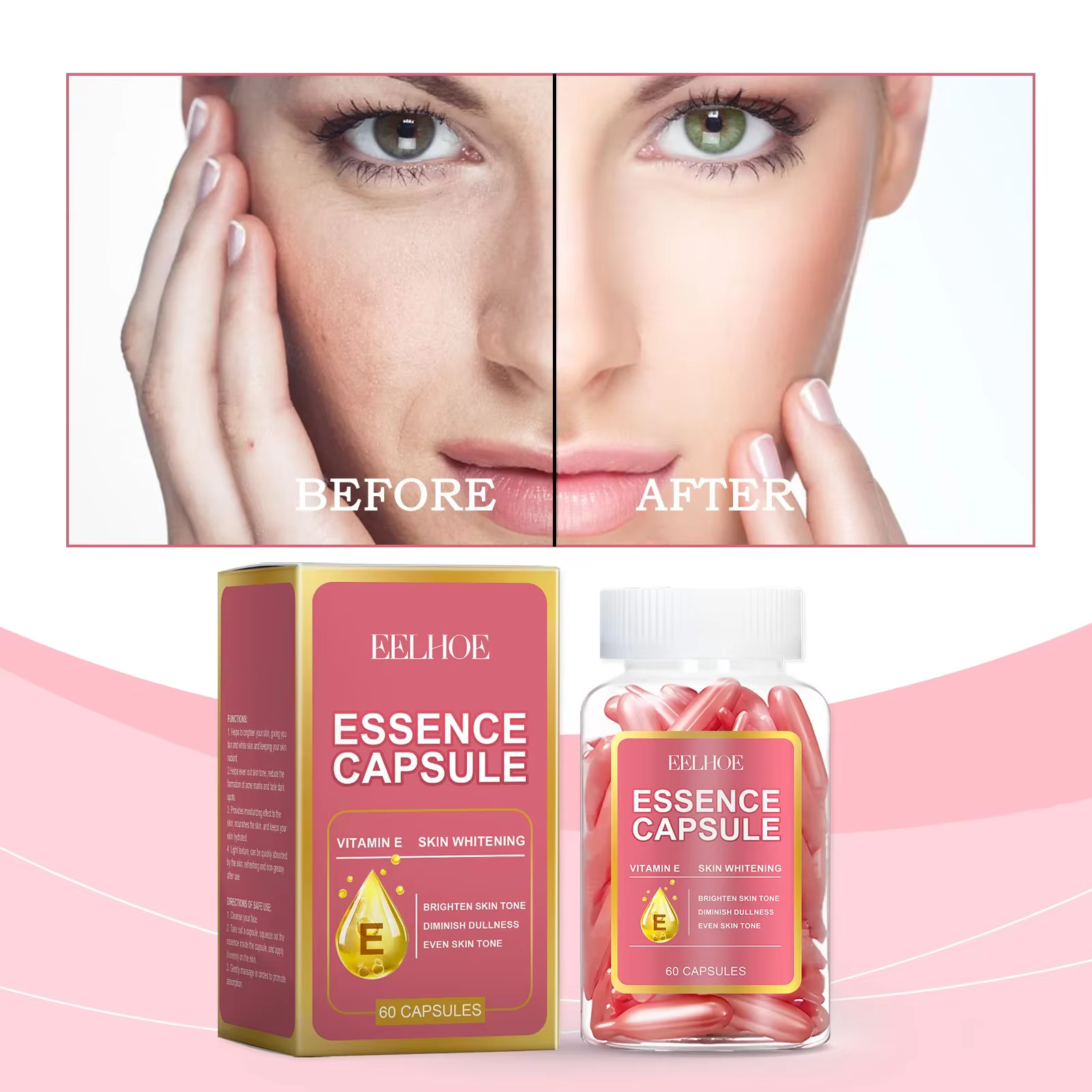 Capsule dissolvant de taches foncées de vitamine E Visage