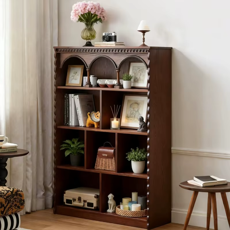 Armoires sur pied françaises vintage en bois, vitrine de présentation au sol, meuble de rangement design pour salon