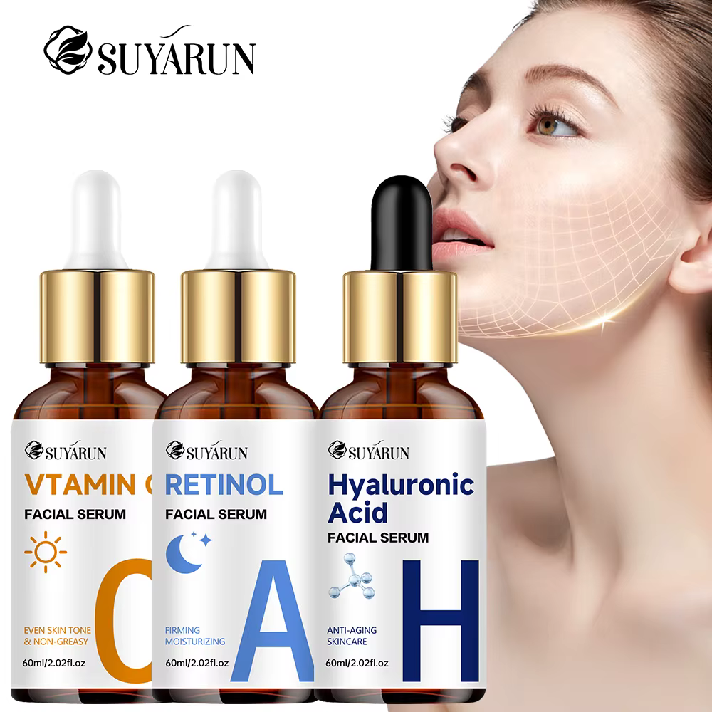 SUYARUN Sérum Vitamine C + Rétinol + Acide Hyaluronique Duo | Combo éclaircissant et hydratation anti-âge | Pour tout