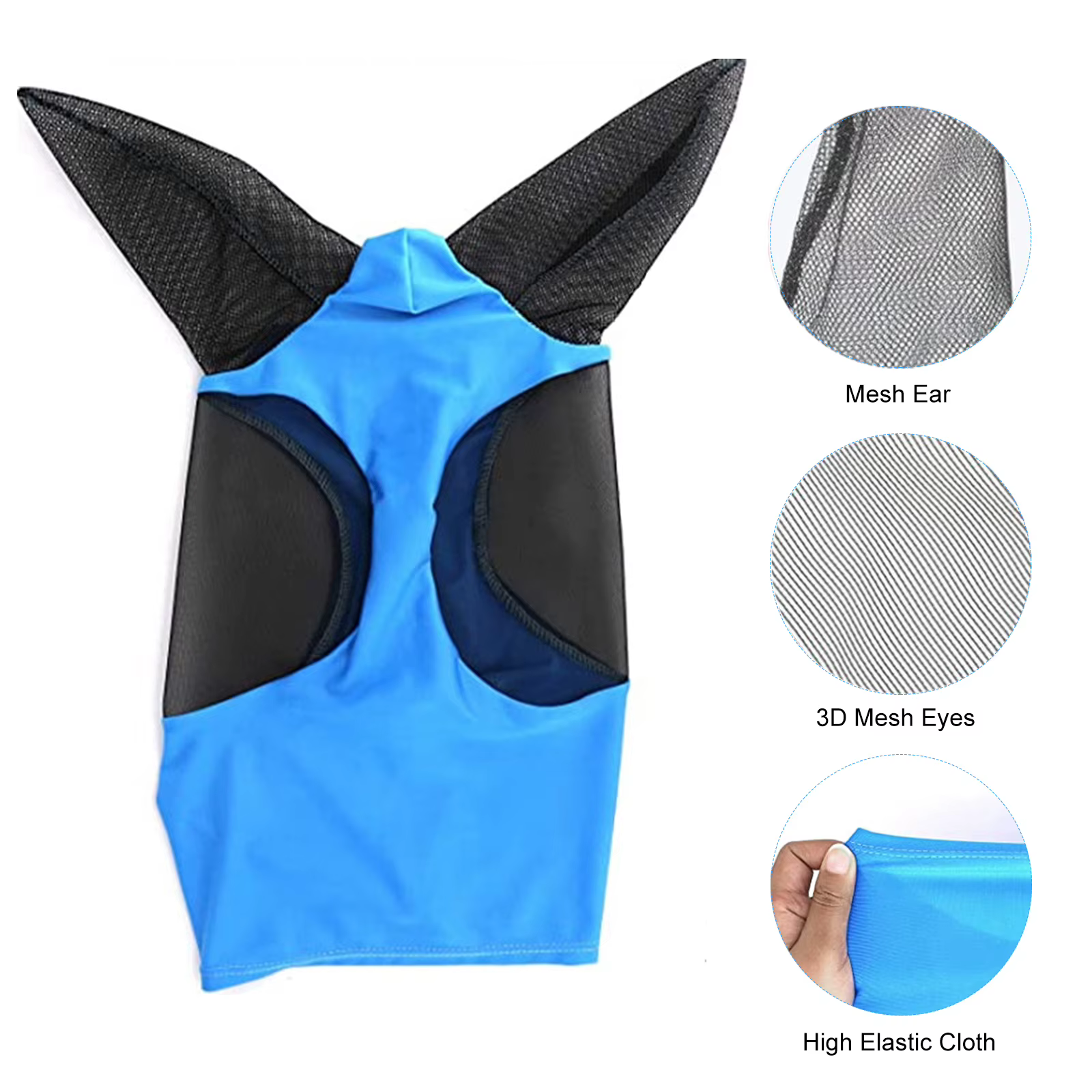 Masque anti-mouches pour chevaux, fournitures de conception 3D, ergonomique, bouclier oculaire d'été pour animaux de compagnie, Anti-moustique, demi-visage, pièces de protection contre les mouches