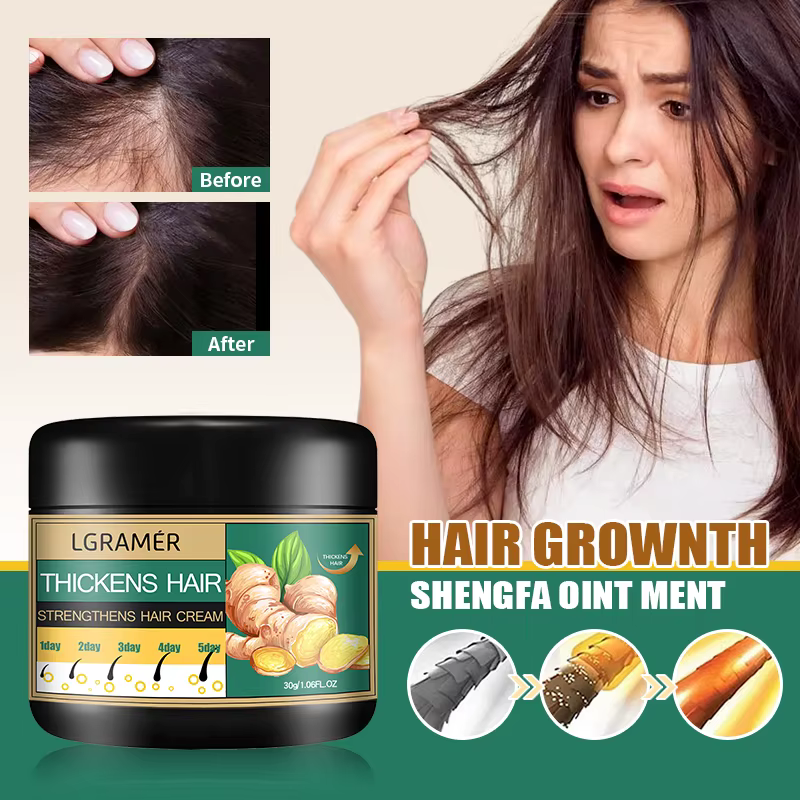 Produits pour la croissance des cheveux crème réparatrice pour la repousse du gingembre prévenir la perte de cheveux traitement de la calvitie cheveux denses beauté soins capillaires hommes femmes