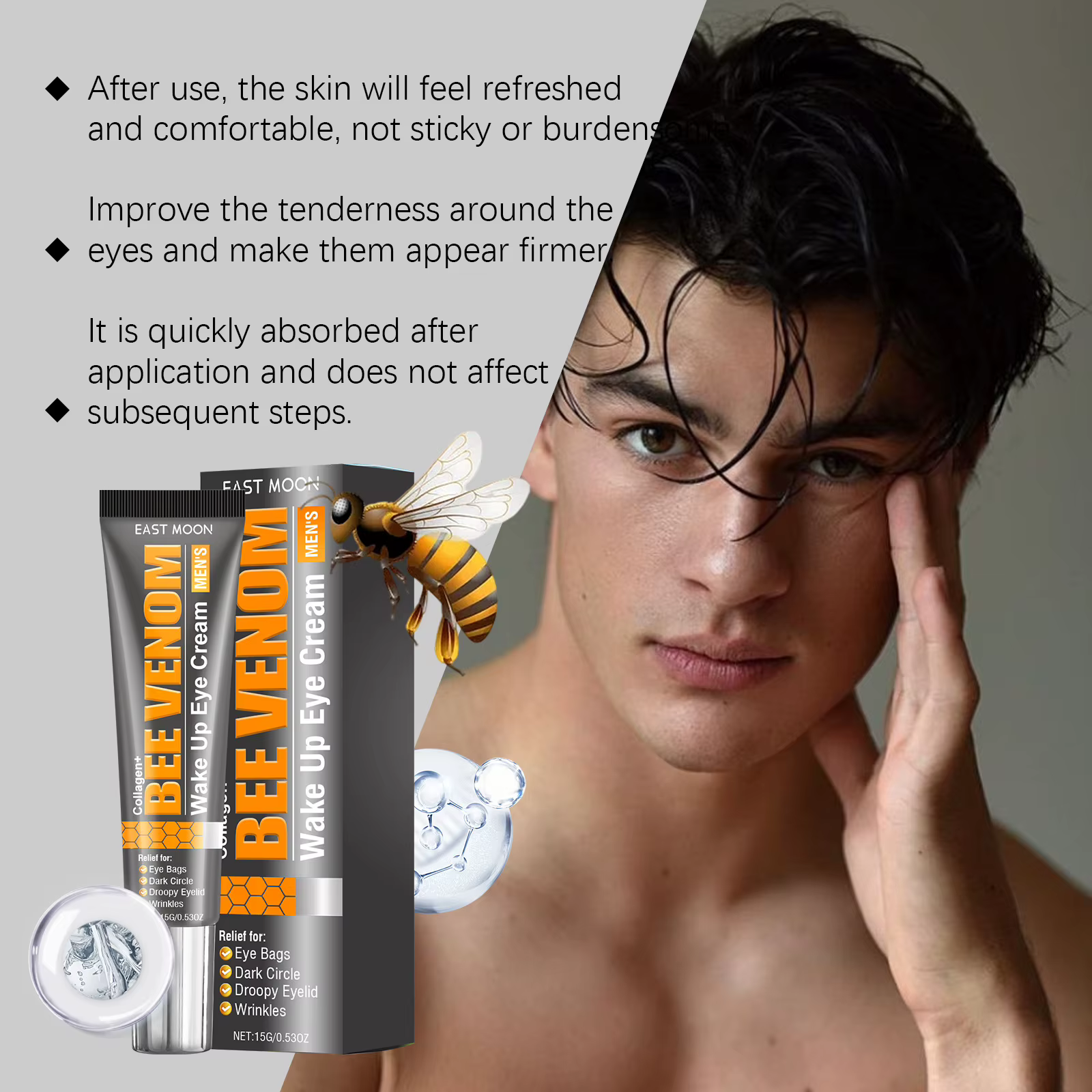 Crème Contour des Yeux au Venin d'Abeille Hydratante pour Peaux Sèches
