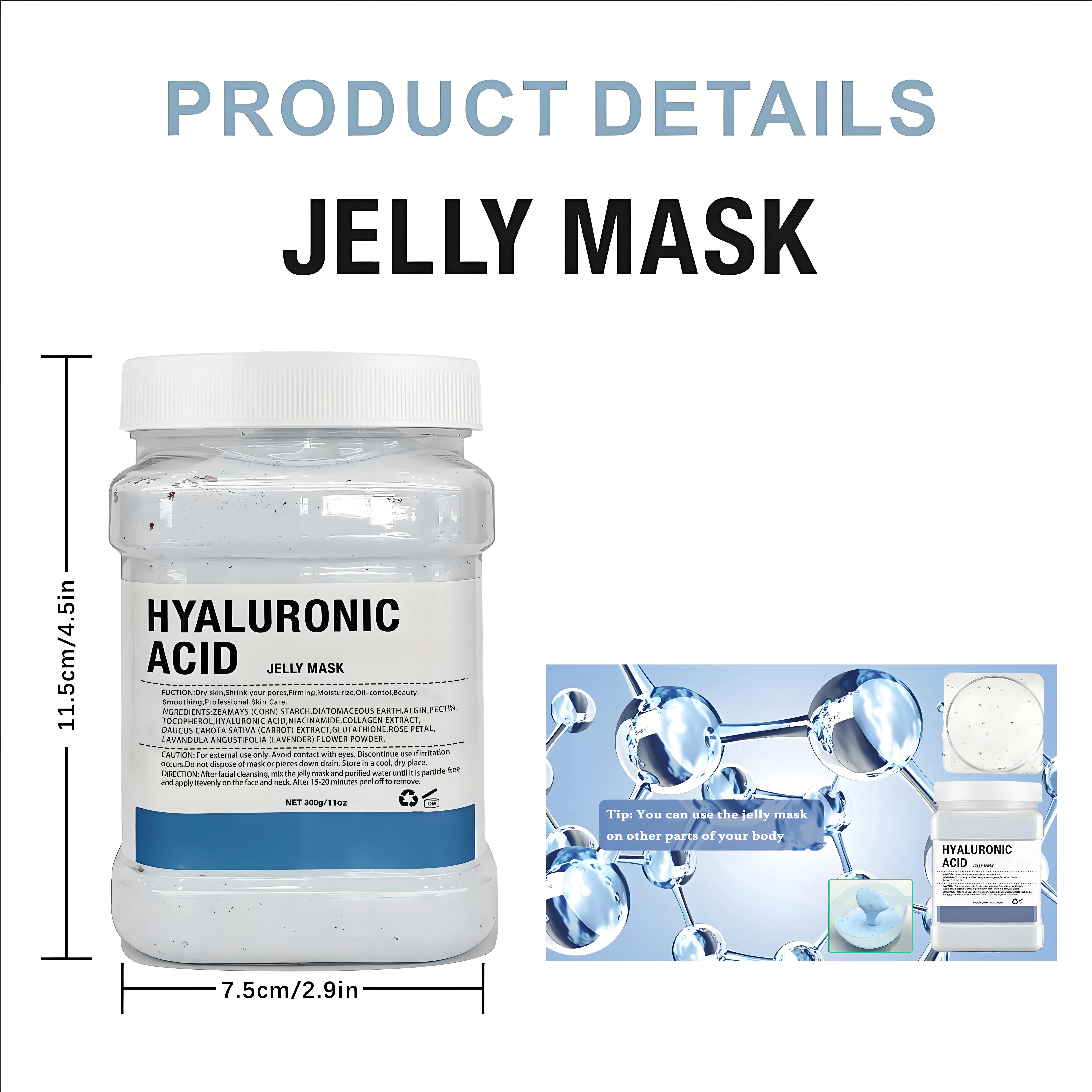 Masque visage à la gelée d'acide hyaluronique