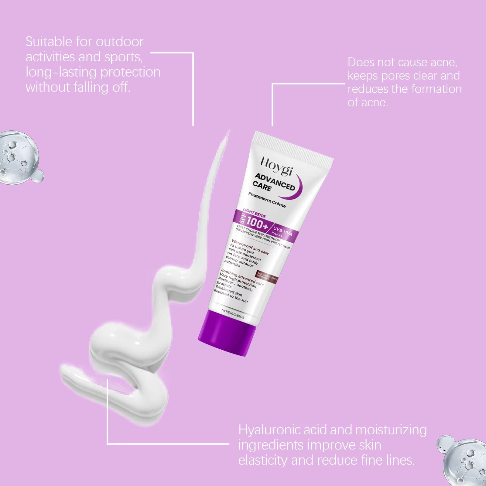 Crème solaire hydratante pour le visage Spf 100 + Protection UV