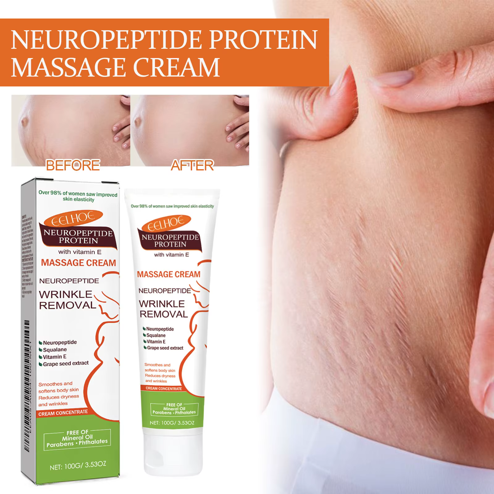 Crème anti-vergetures permanente 100g pour femmes enceintes