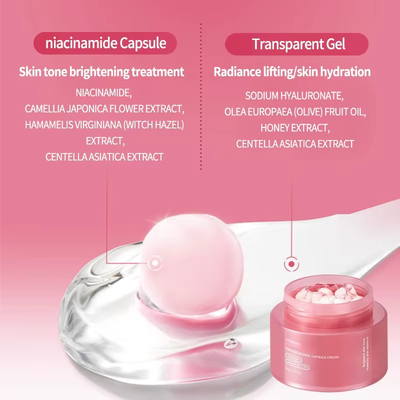 Crème Coréenne au Collagène Rose PDRN en Capsules avec Niacinamide pour un Teint Uniforme