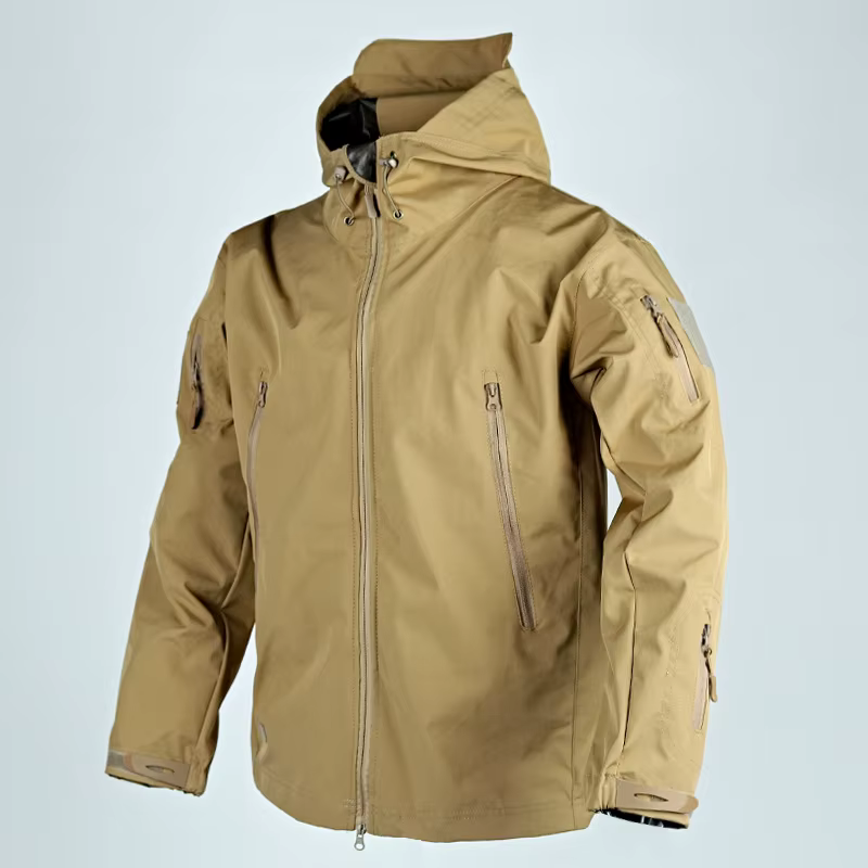 Vestes à capuche imperméables pour hommes, manteau long, fermeture éclair complète, plusieurs poches, peau de requin, coquille souple, coupe-vent, vêtements d'extérieur de travail, 2024