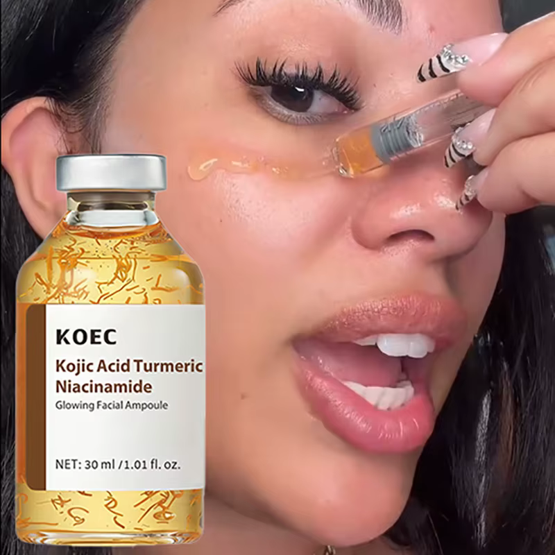 Sérum Ampoule Visage à l'Acide Kojique et au Curcuma avec Niacinamide – Essence Hydratante et Nourrissante en Profondeur