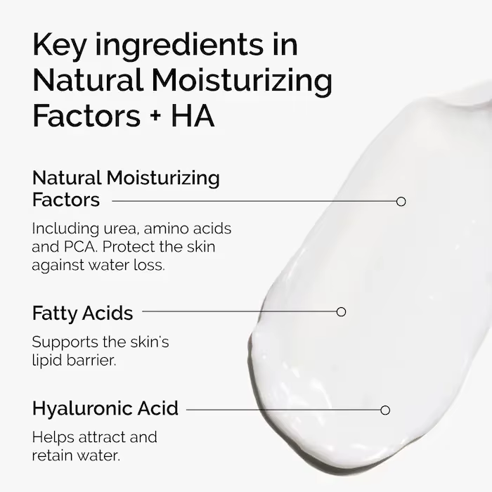 Facteurs hydratants naturels + hydratant quotidien à l'acide hyaluronique avec acides aminés et lipides cutanées protégés pour la peau