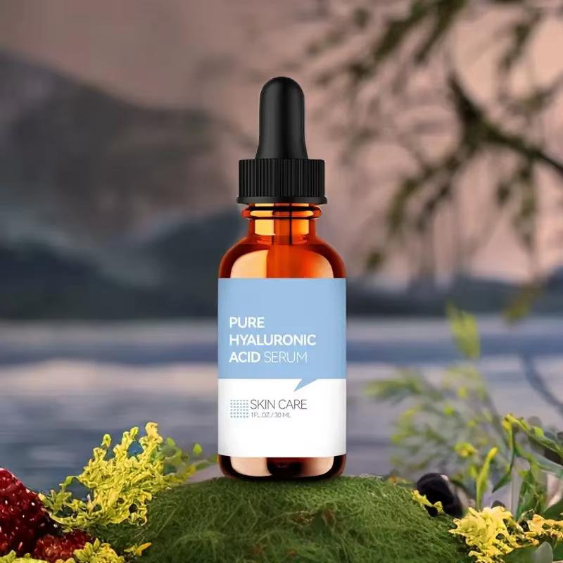 Sérum à l'acide hyaluronique pur - Avec solution de soin pour la peau à hydratation intense au squalène végétal - 1 FL.