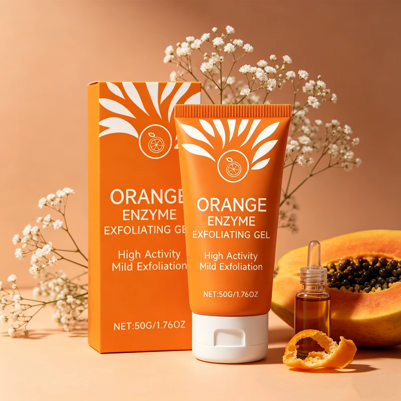 Gel exfoliant orange pour le visage et le corps