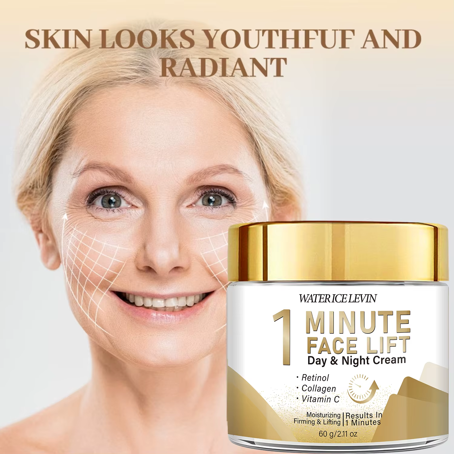 Crème liftante pour le visage en 1 minute. Rétinol