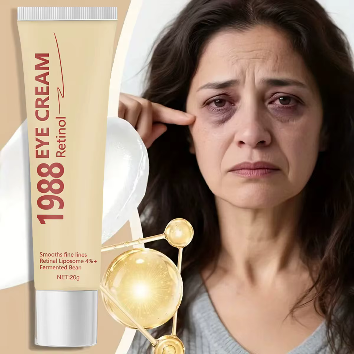 1988 Crème pour les yeux au rétinol avec acide hyaluronique et collagène - Texture légère, hydrate, protège, lisse les ridules