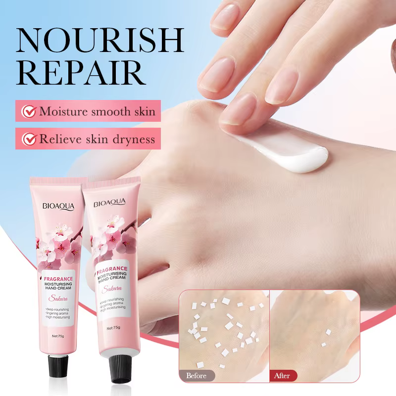 Crème pour les mains hydratante à la fragrance de Sakura BIOAQUA