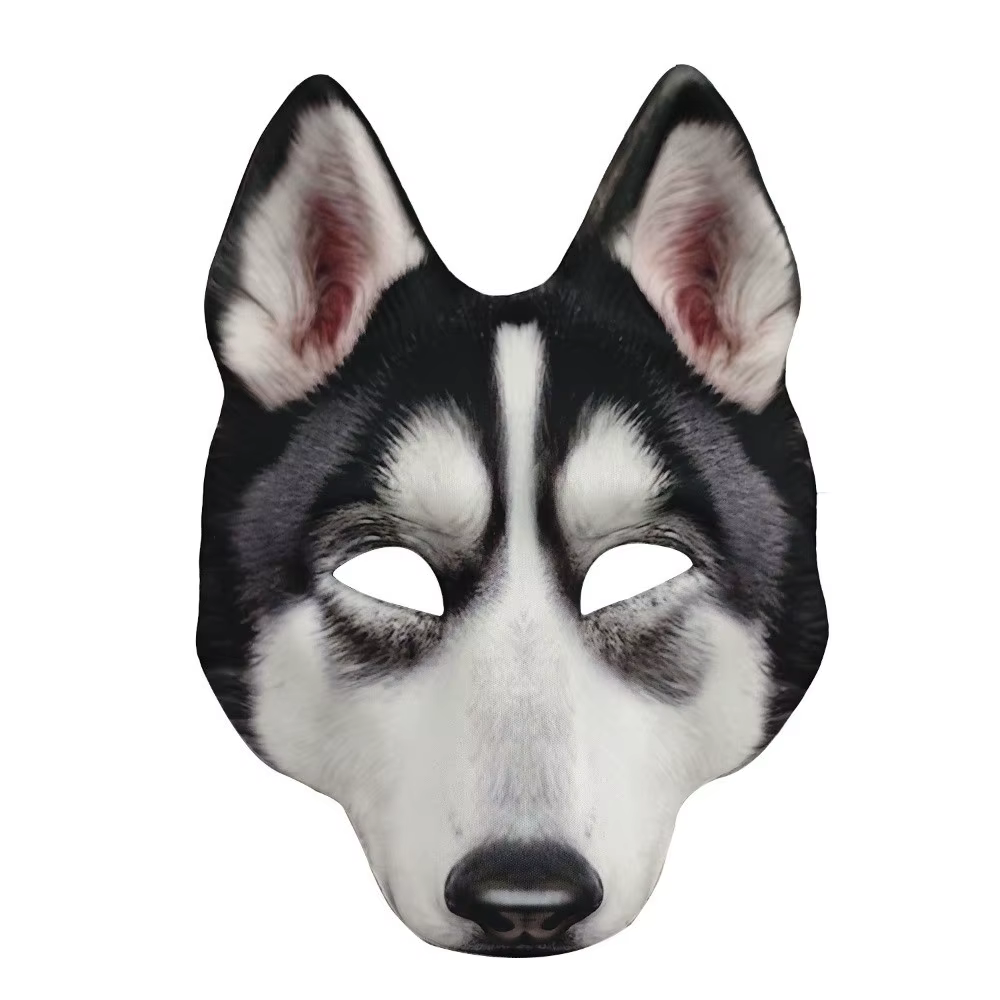 Masque de loup-garou drôle d'halloween, accessoires de fête Husky, masque de tigre EVA, sangle élastique, Cosplay, demi-masque unisexe