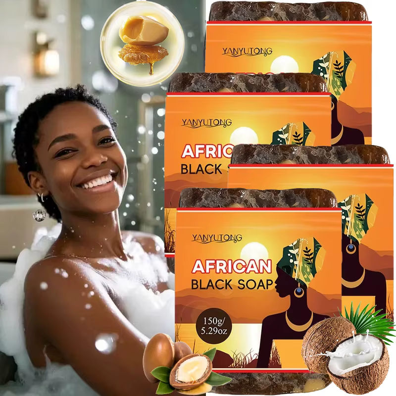 Savon noir africain nettoyage en profondeur exfoliant visage hydratant peau lissant