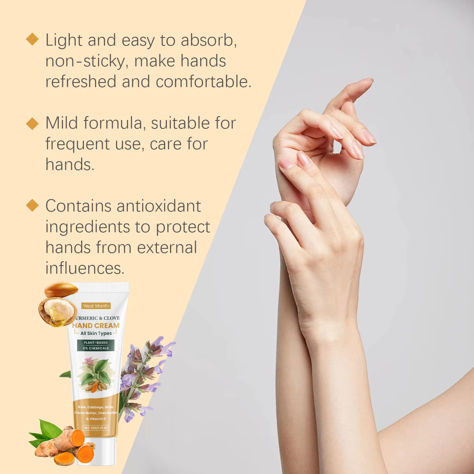 Crème pour les mains réparatrice au curcuma