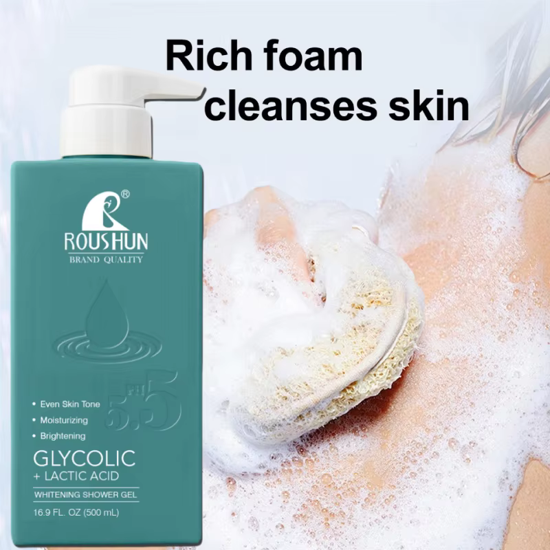 Gel Douche Hydratant et Lissant à l'Acide Glycolique et Lactique Grande Capacité 500ml