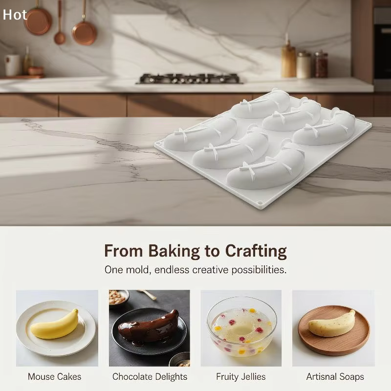 Moule en silicone à 6/12 cavités pour pudding au chocolat, desserts, pâtisseries françaises, bougies et gâteaux mousse banane - Furnishing world