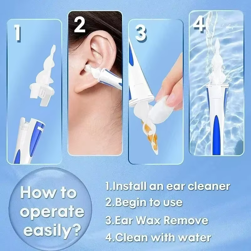 Nouvel outil de nettoyage d'oreilles en silicone en spirale, kit de nettoyage d'oreilles pratique et sûr, outil spécialisé pour le nettoyage rotatif des canaux auditifs à domicile