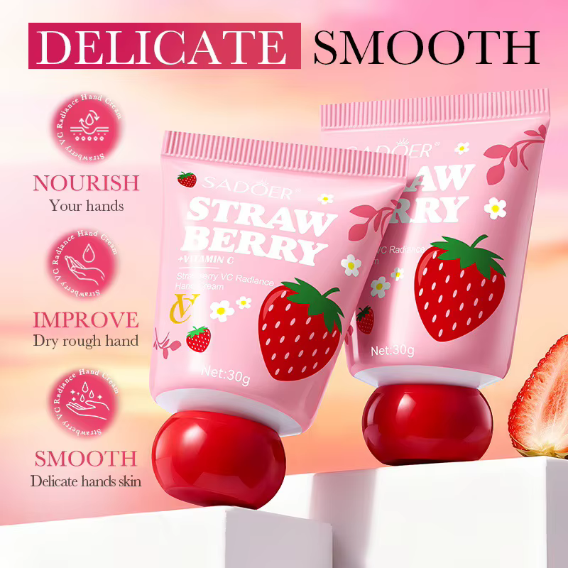 Crème pour les mains fraise VC-30g hydratant éclaircissant pour l'hiver
