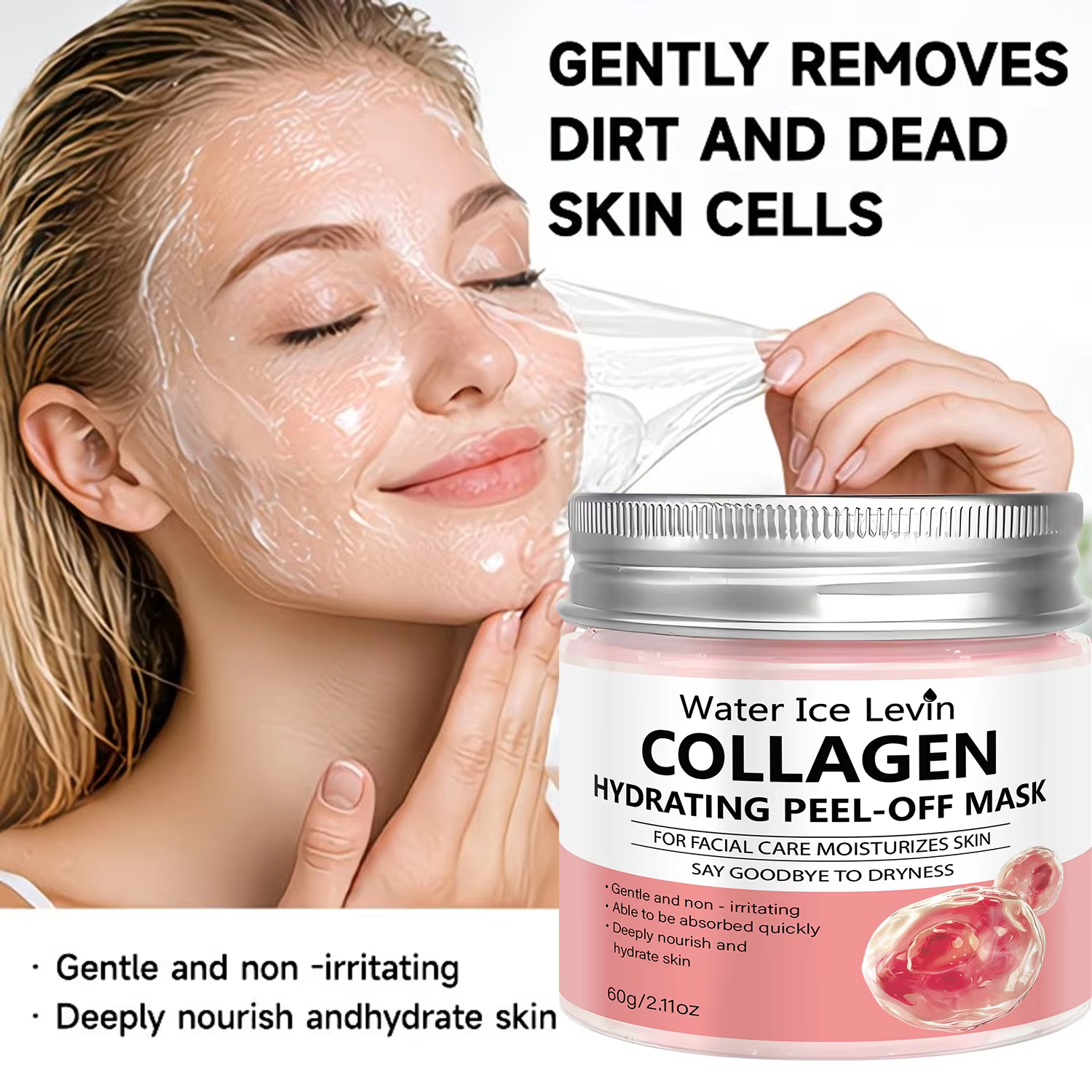 Masque peel off au collagène et acide hyaluronique