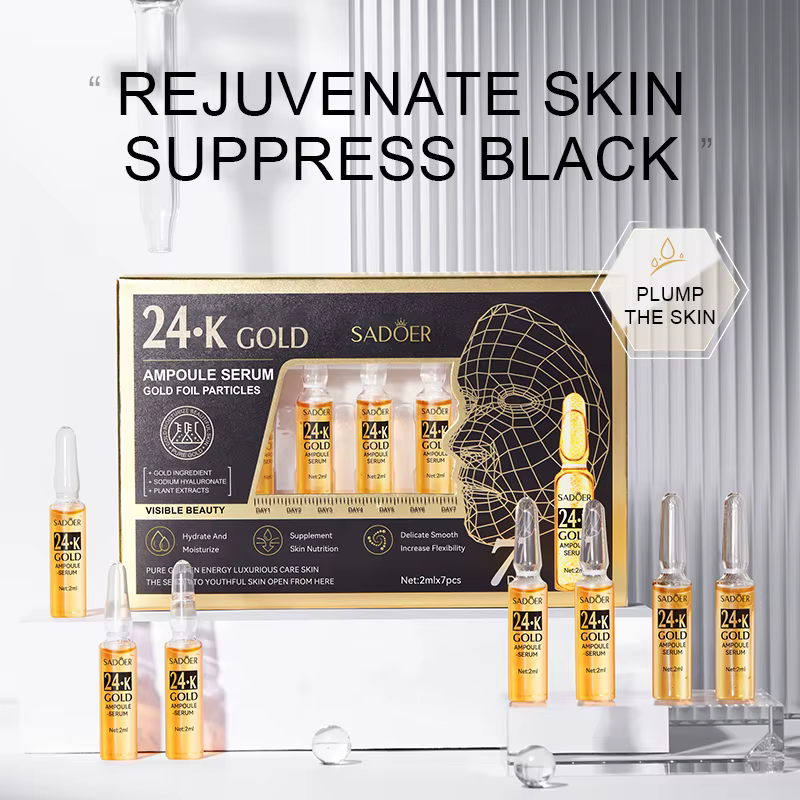 SADOER 24k Ampoule d'or huile d'essence pour le visage hydratant raffermissant acide hyaluronique sérum éclaircissant